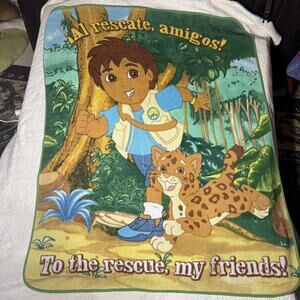 Vintage Nickelodeon Go Diego Go Blanket To The Rescue Friends Nicks Jr READ DESC